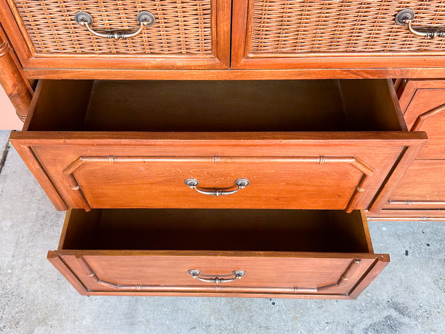 Handsome Faux Bamboo Oversized Dresser