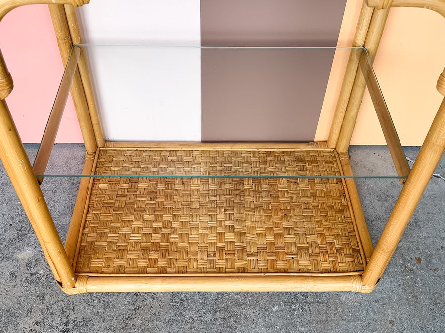 Pair of Whimsical Rattan Etageres