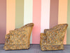 Pair of Brocade Upholstered and Tufted Chairs
