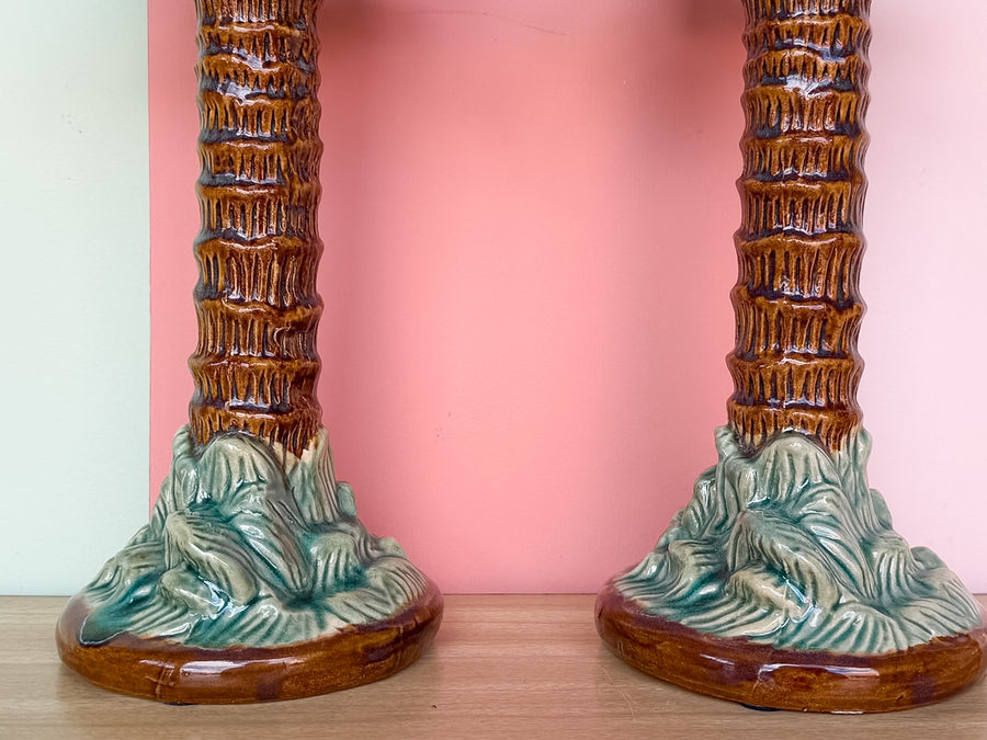 Pair of Palm Tree Candle Holders