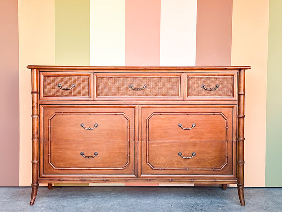 Handsome Faux Bamboo Oversized Dresser