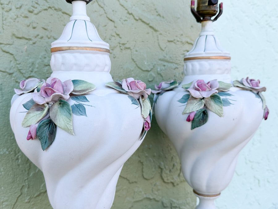 Pair of Granny Chic Rose Lamps