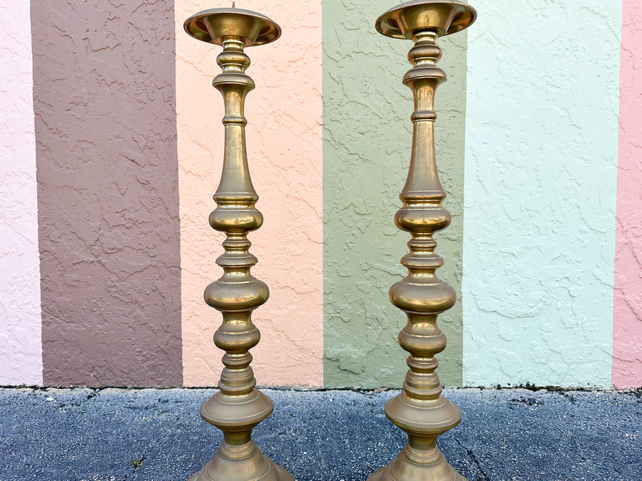 Pair of Large Brass Candlesticks