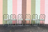 Set of Six Verdigris Metal Chippendale Chairs