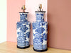 Pair of Blue and White Floral Lamps