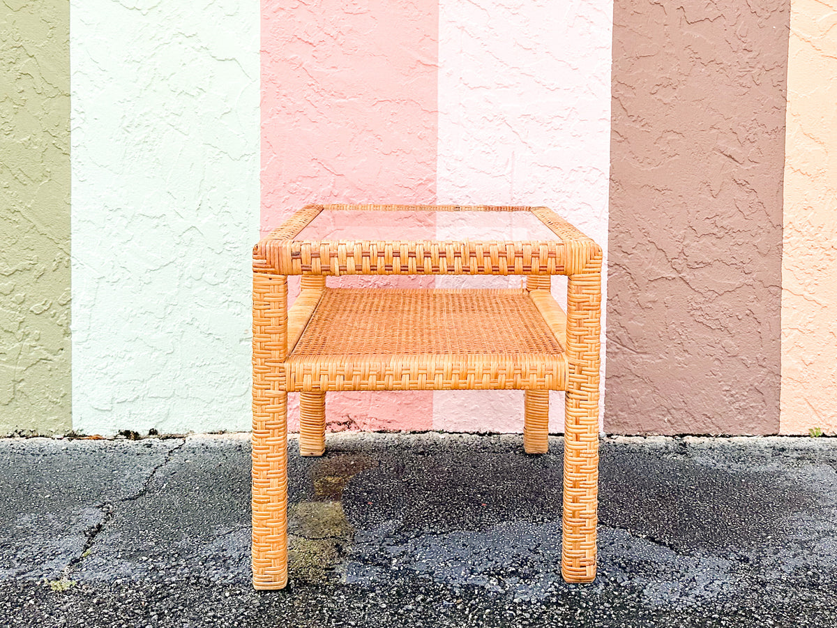 Rattan Wrapped Side Table