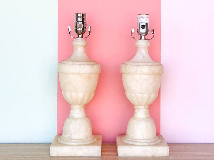 Pair of Petite Faux Alabaster Lamps