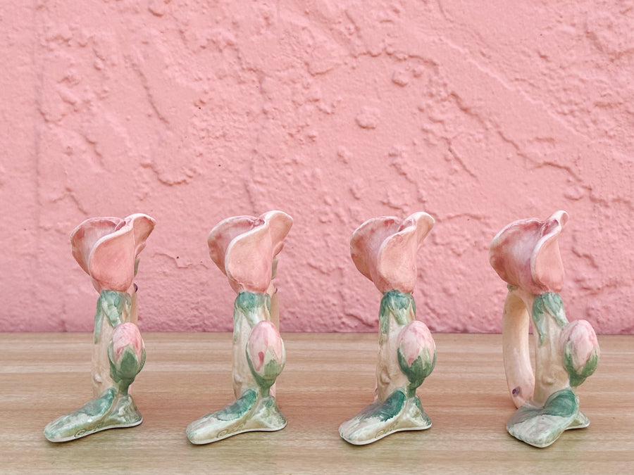 Set of Twelve Fitz and Floyd Spring Roses Napkin Rings