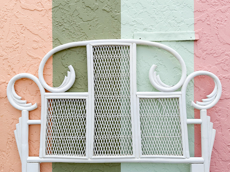 Pair of Whimsical Rattan Twin Headboards