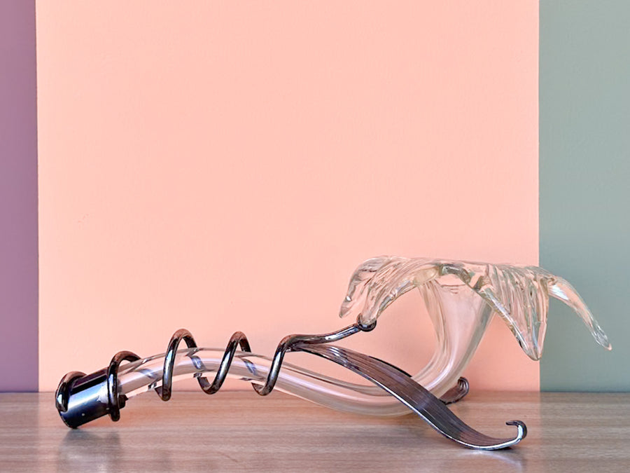 Pair of Kips Bay Show House Glass Lily Taper Candle Holders