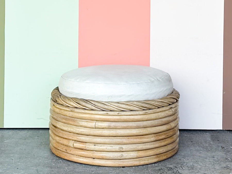 Stacked Rattan Ottoman