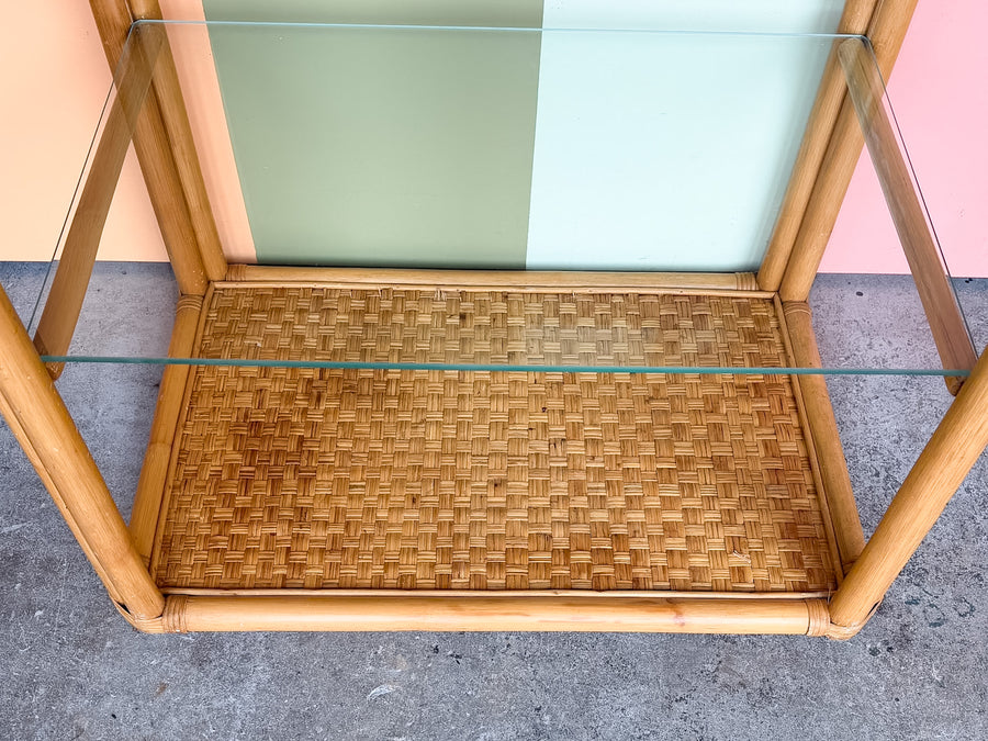 Pair of Whimsical Rattan Etageres