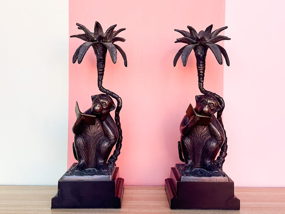 Brass Reading Monkey Bookends