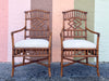 Set of Six Fretwork Rattan Dining Chairs