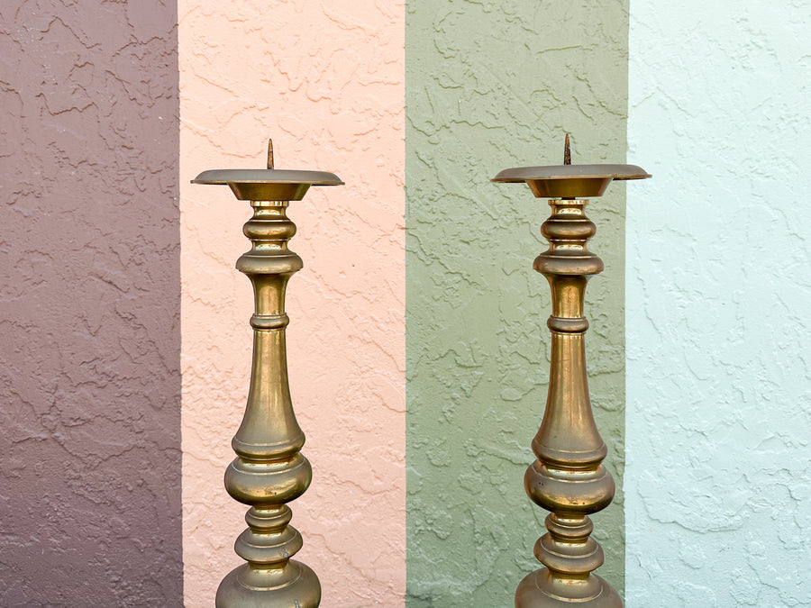 Pair of Large Brass Candlesticks