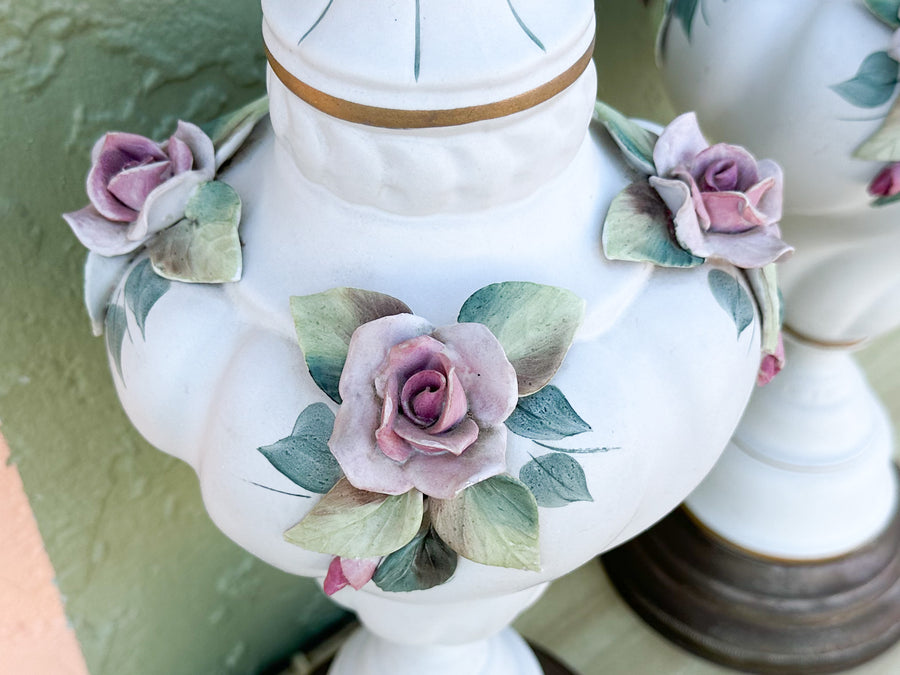 Pair of Granny Chic Rose Lamps