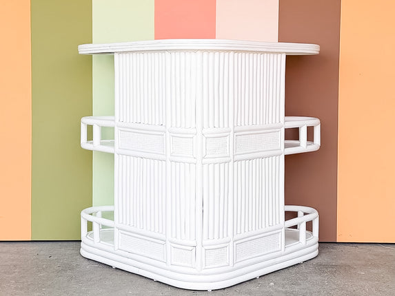Newly Painted Triangular Rattan Bar