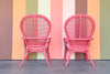 Pair of Hot Pink Whimsical Rattan Chairs