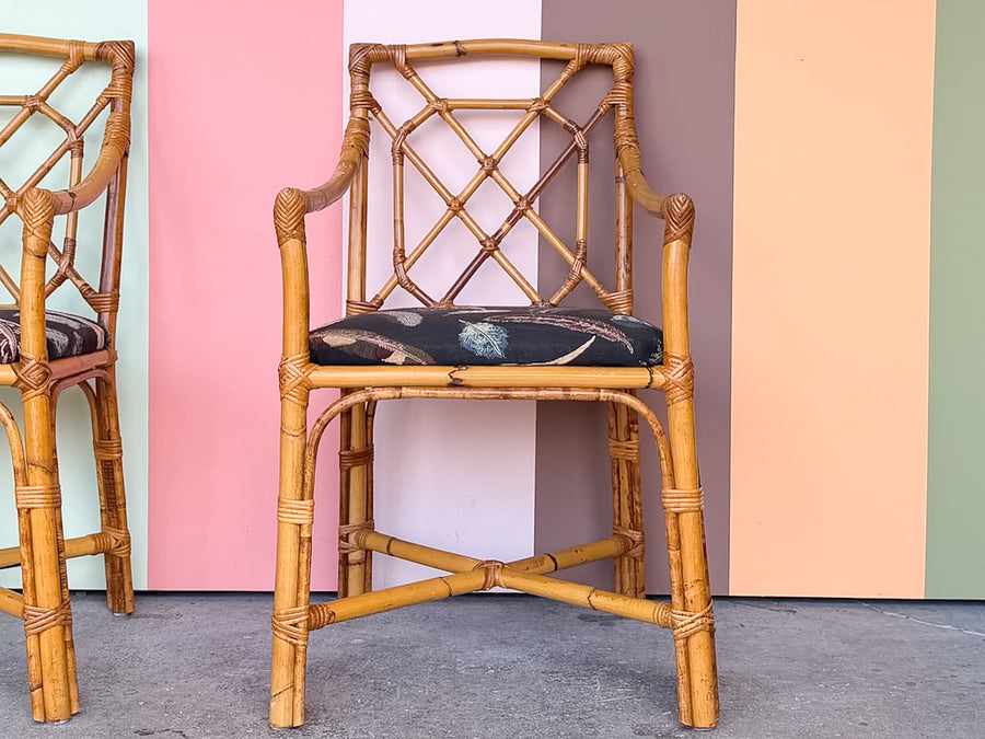Pair of Fretwork Rattan Chairs