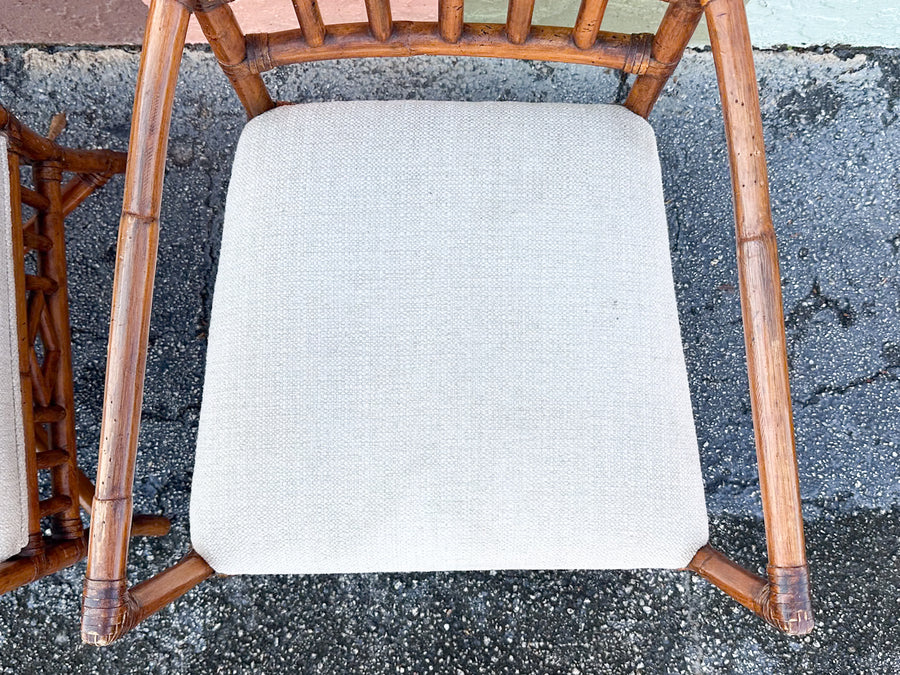 Set of Six Fretwork Rattan Dining Chairs