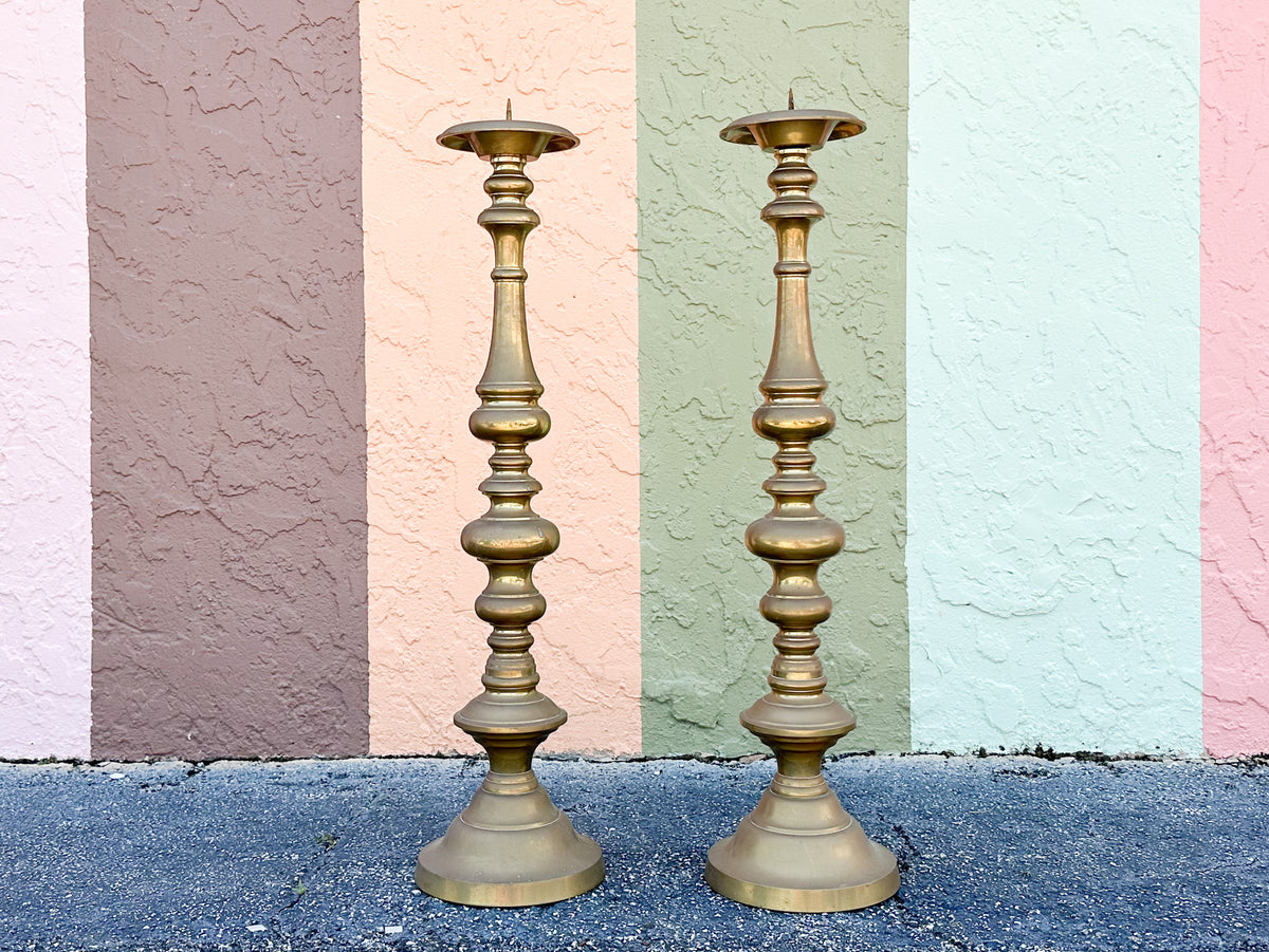 Pair of Large Brass Candlesticks