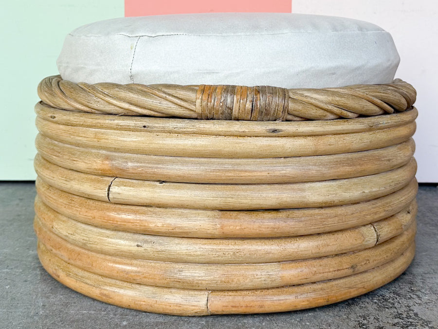 Stacked Rattan Ottoman