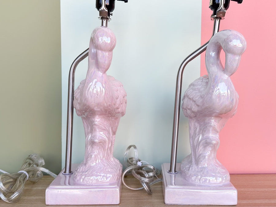Pair of Pink Flamingo Lamps