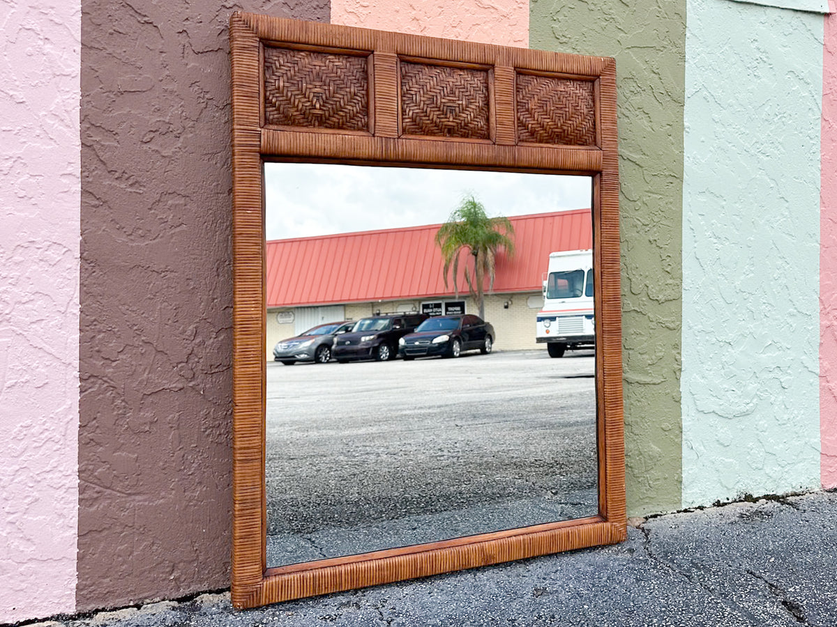 Island Style Woven Rattan Mirror