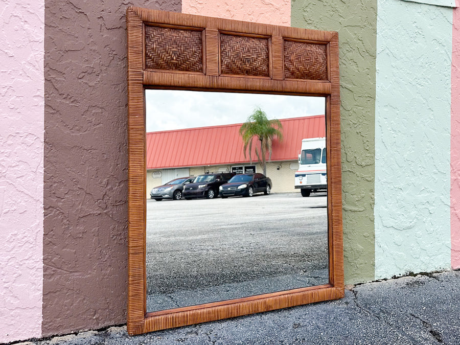 Island Style Woven Rattan Mirror