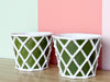 Green and White Lattice Cachepots