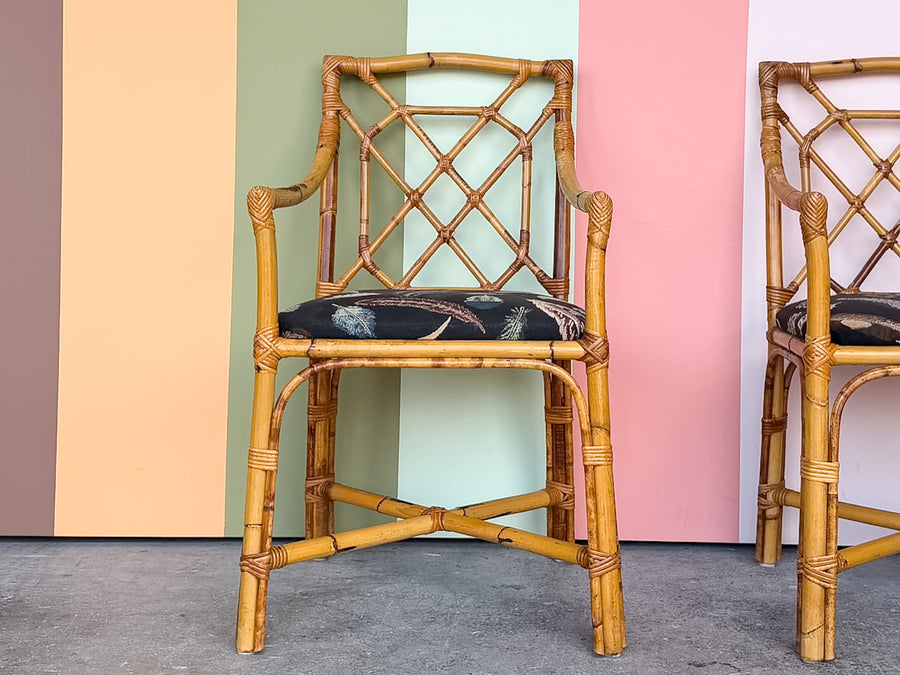 Pair of Fretwork Rattan Chairs