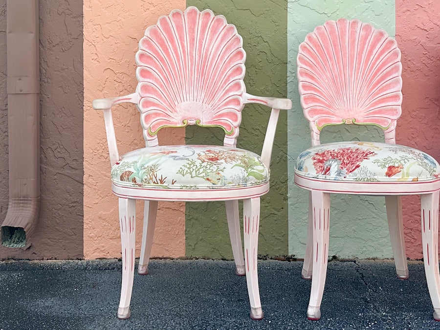 Set of Eight Shell Back Dining Chairs