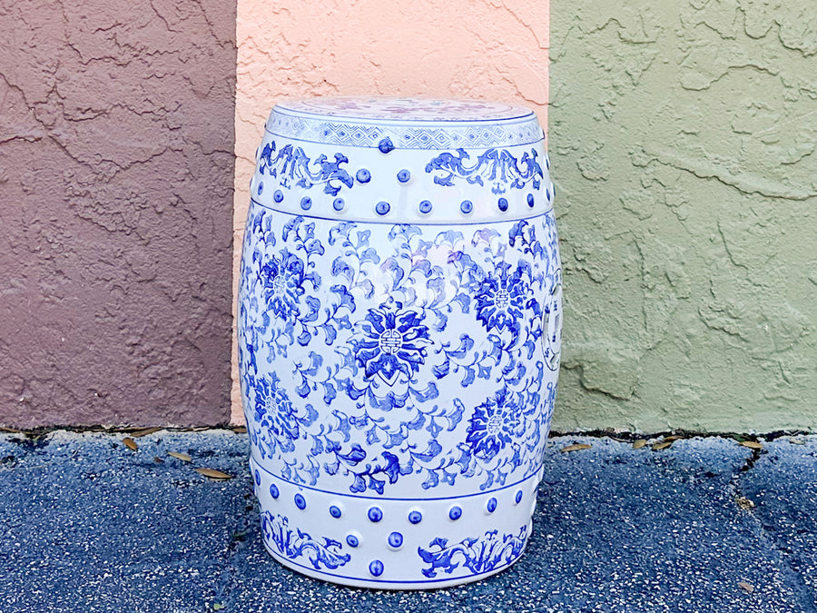 Blue and White Floral Garden Seat