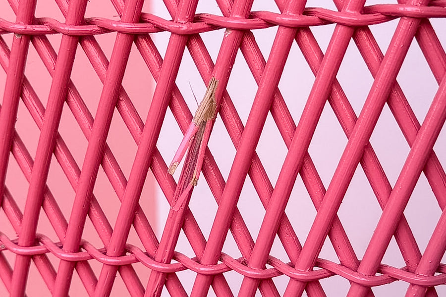 Pair of Hot Pink Whimsical Rattan Chairs