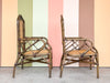 Pair of Rattan and Cane Chippendale Arm Chairs