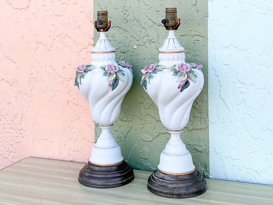 Pair of Granny Chic Rose Lamps