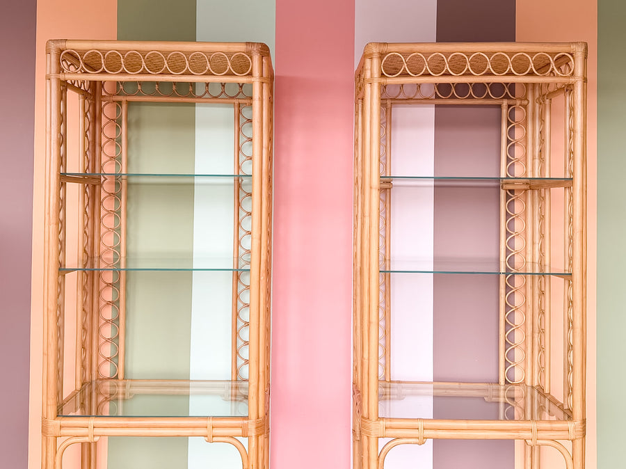 Pair of Whimsical Rattan Etageres