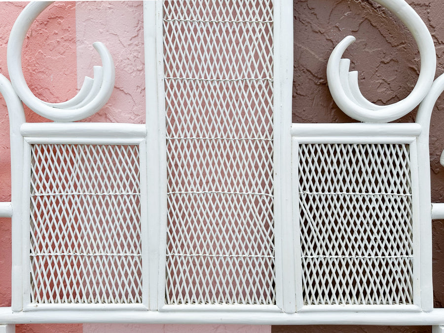Pair of Whimsical Rattan Twin Headboards