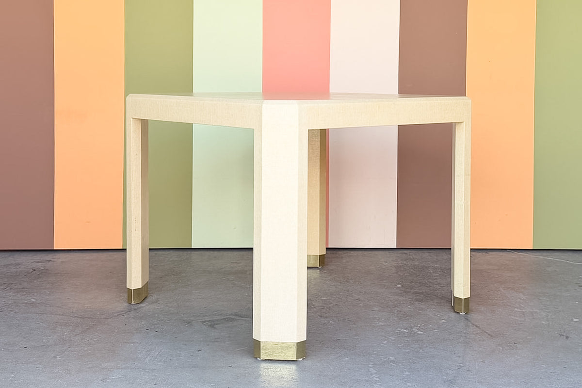 Karl Springer Style Grasscloth Game Table