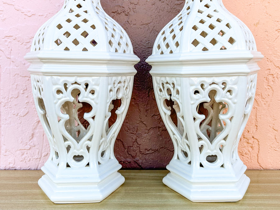 Pair of Palm Beach Chic Pierced Lamps