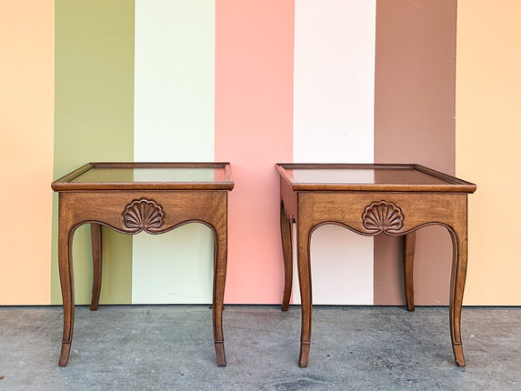 Pair of Handsome Shell Motif Side Tables
