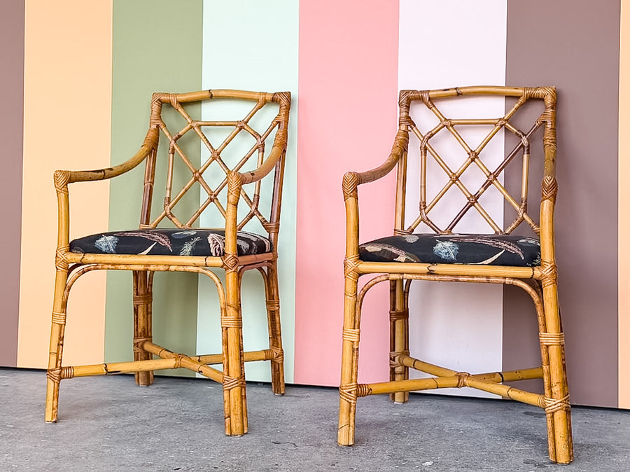 Pair of Fretwork Rattan Chairs