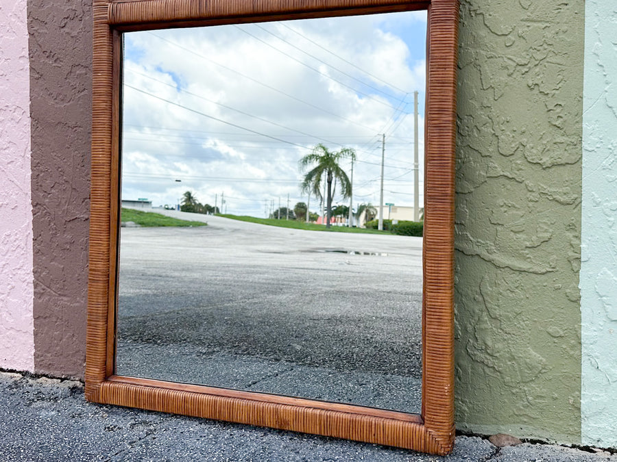 Island Style Woven Rattan Mirror