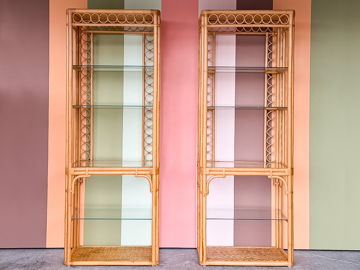 Pair of Whimsical Rattan Etageres