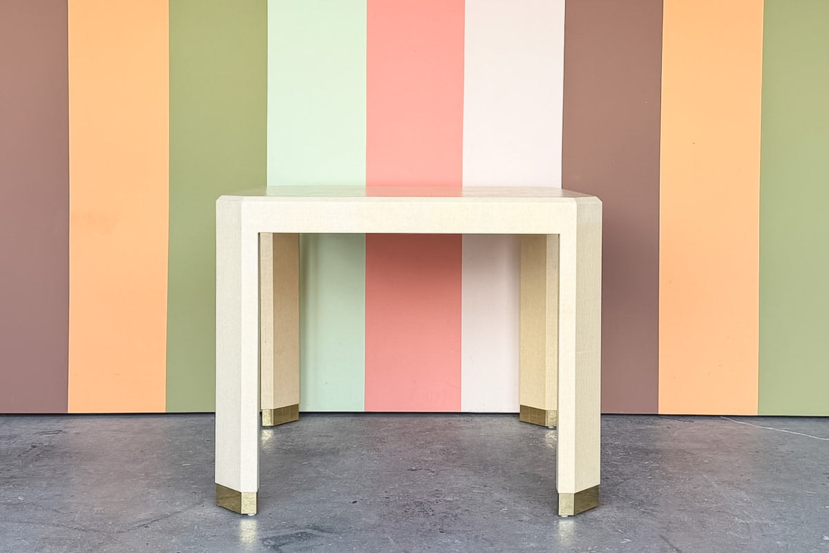 Karl Springer Style Grasscloth Game Table