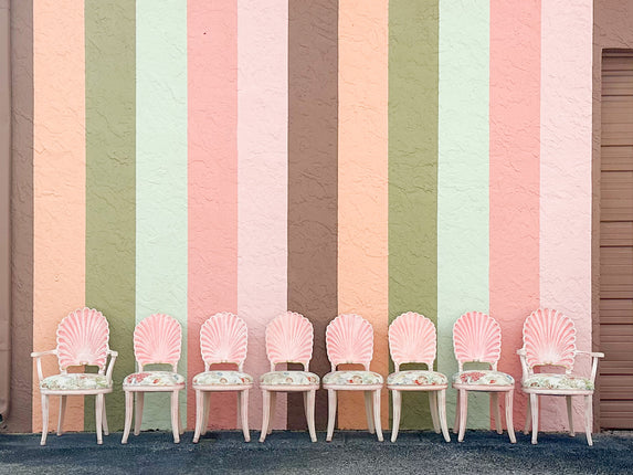 Set of Eight Shell Back Dining Chairs