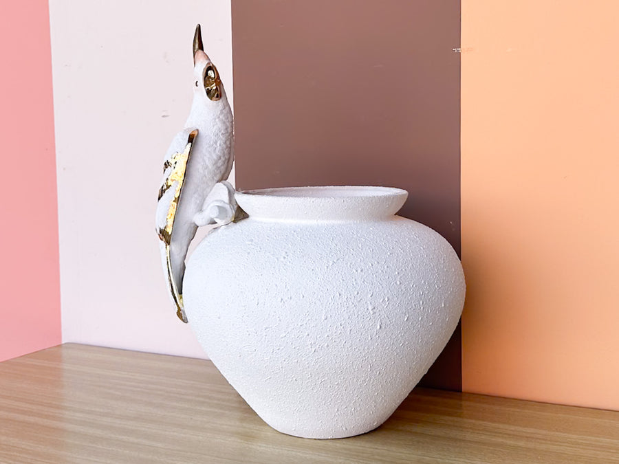 Plaster Parrot Cachepot