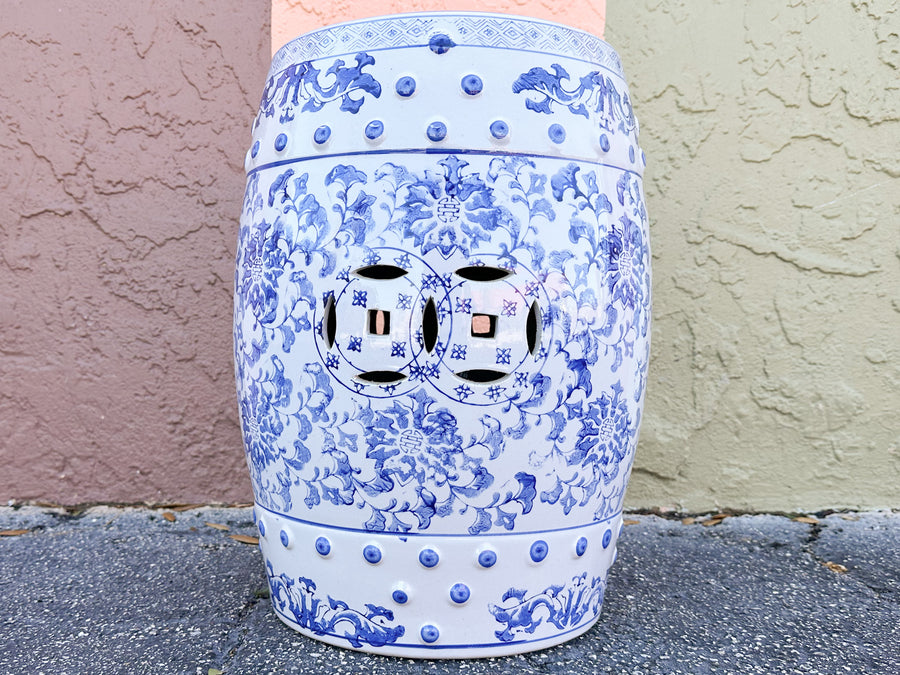 Blue and White Floral Garden Seat