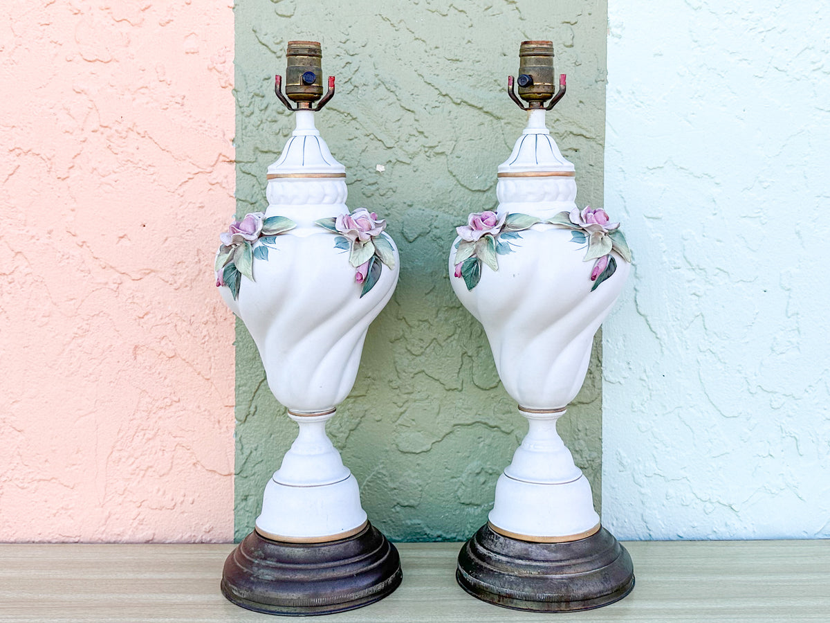 Pair of Granny Chic Rose Lamps