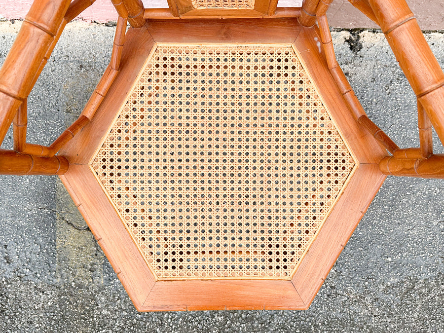 Faux Bamboo and Cane Octagon Accent Chair